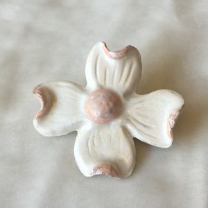 Handmade Dogwood Flower Clay Brooch